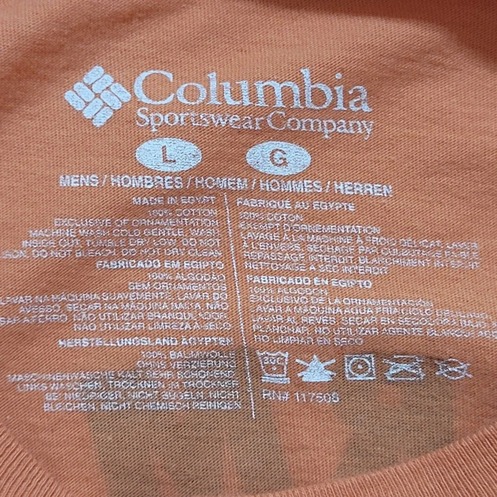 Columbia PFG Shirt Men's Size Large‎ Orange Short Sleeve Fishing Logo Outdoor